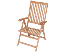 Set van 2 Tuinstoel | Tuinzetel | Terrasstoel | Buitenstoelen verstelbaar massief teakhout