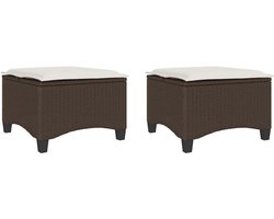 Set van 2 Tuinstoelen met Kussens 55x55x36cm - Poly Rattan Tuinbankje Bruin