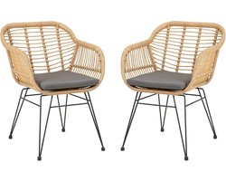 Set van 2 Tuinstoelen Polyrotan – Comfortabele Buitenstoelen met Zitkussen