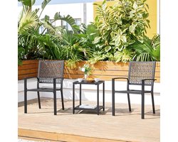 Set van 2 tuinstoelen van metaal outdoor stoel, stapelbare tuinstoel voor buiten, belastbaar tot 136 kg