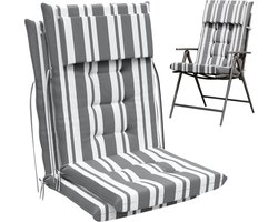 Set van 2 Tuinstoelkussens Hoge Rugleuning 120x50cm - UV-bestendig en Waterafstotend