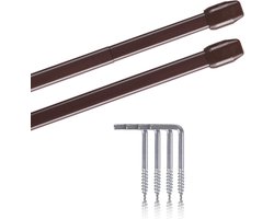 Set van 2 Uitschuifbare Gordijnroedes met Schroefhaken - Bruin - 40-60 cm