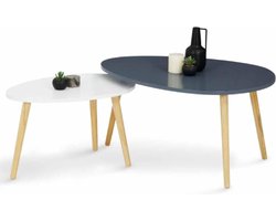Set van 2 uittrekbare salontafels Gaia gelakt wit grijs Scandinavisch