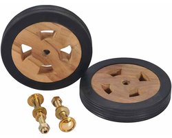 Set van 2 Universele Reservewielen voor Ligbed - Massief Teakhout en Rubber