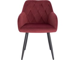 Set van 2 velvet eetkamerstoelen - modern & elegant - zachte bekleding - ergonomische vorm - stevig onderstel - tijdloze uitstraling - bordeaux