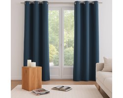 Set van 2 Verduisterende Gordijnen – 135x240 cm – Thunderstorm Blauw – Geluiddempend & Warmtewerend – Met Ringen