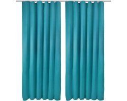 Set van 2 Verduisterende Gordijnen met Plooiband 140 x 245 cm Turquoise - Lichtdicht en Isolerend