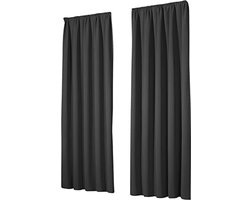 Set van 2 verduisterende gordijnen met plooiband – ondoorzichtig en thermisch isolerend (245 x 135 cm)