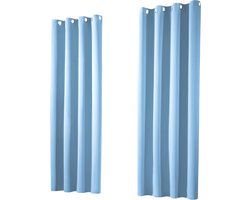 Set van 2 verduisteringsgordijnen 245 x 135 cm - Isolerend en ondoorzichtig lichtblauw