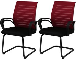 Set van 2 vergaderstoelen MCW-K51, bezoekersstoel als sledestoel, stof/textiel (250 g/m²) MVG ~ rood, frame zwart
