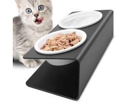 Set van 2 verhoogde kommen voor honden en katten - Keramische schalen met metalen standaard - Ideaal voor betere spijsvertering