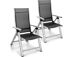Set van 2 Verstelbare Aluminium Klapstoelen met Hoge Rugleuning