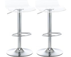 Set van 2 Verstelbare Barkrukken met Transparante Zitting en 360° Draaibaar Design