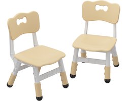 Set van 2 Verstelbare Kinderstoelen - geel- Hoogte in 3 Standen - Ergonomisch Design - Belastbaar tot 80 kg - Stapelbaar & Lichtgewicht - Voor Thuis en School