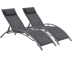 Set van 2 Verstelbare Ligbedden voor Tuin en Terras - Lichtgewicht Aluminium