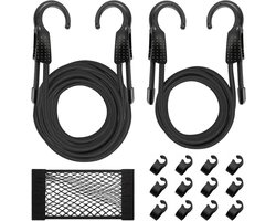 Set van 2 Verstelbare Rubber Haken 1.5/3 m voor Zonnescherm, Fietsen en Tuinaccessoires met Winddichte Sluiting en Opbergcompartiment