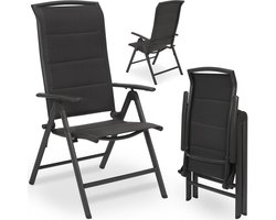Set van 2 Verstelbare Tuinstoelen met Hoge Rugleuning - Vouwbare Aluminium Stoelen - Weerbestendig en Lichtgewicht