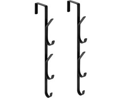 Set van 2 verticale deurhaken met 5 haken - Robuuste kapstok voor ruimtebesparende opbergoplossing