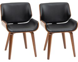 Set Van 2 Vintage Eetkamerstoelen, Hout, Stoffen Bekleding, Schuim, Zwart