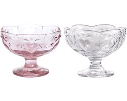 Set van 2 vintage glazen ijskommen van 140 ml, ideaal voor desserts, sorbet en fruit, hoogte 7 cm, perfect voor ijs en pudding