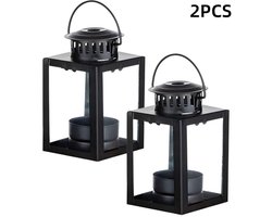 Set van 2 Vintage Kaarsen Lantaarns voor Binnen en Buiten - Zwart Decoratief