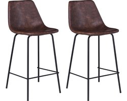 Set van 2 vintage LUCIEN barkrukken bruin - Zithoogte 65cm