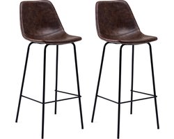 Set van 2 vintage LUCIEN barkrukken bruin - Zithoogte 75cm