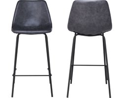 Set van 2 vintage LUCIEN barkrukken donkergrijs - Zithoogte 65cm