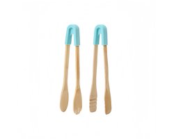 Set van 2 voedselclips - Bamboe - Keukengereedschap voor bakken - Kan gebruikt worden om toast en spek op te pakken - Twee vormen (rond + vierkant) - 30*4 cm - Blauw