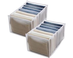Set van 2 Vouwbare Kledingorganizers voor de Kast, Lade Organizer met 7 Compartimenten voor Ondergoed, Sokken en Jeans, Ideaal voor Efficiënte Opberging
