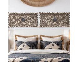 Set van 2 Wanddecoraties van Hout in Oosterse Stijl - Vintage Ornamenten voor Muurdecoratie