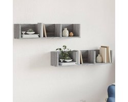 Set van 2 Wandkasten Hangkasten met Gesneden Details - Compacte TV-meubel Optie