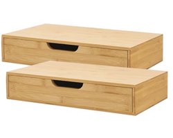 Set van 2 Wandplanken met Lade in Bamboe - Zwevende Planken voor Extra Opbergruimte