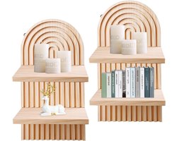 Set van 2 wandplanken zonder boren - dubbellaags boho-wanddecoratie - kleine planken voor wandrek - fotorek tafeldecoratie dressdecoratie