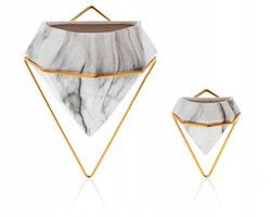 Set van 2 Wandpotten Wit Marmer Goud - Hangende Plantenbakken