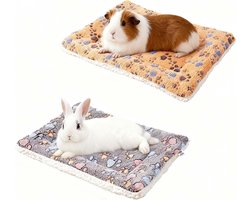 Set van 2 Warme Cavia Dekens, 30 x 20 cm, Fluffy Fleece Bed Mat voor Kleine Dieren, Ideaal voor Hamsters en Konijnen