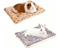 Set van 2 Warme Dekens voor Cavia's, Hamsters en Konijnen - Fluffy Fleece Bed Mat, 30 x 20 cm, Ideaal voor Kleine Dieren, Comfort en Warmte