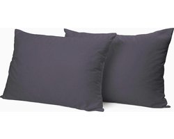 Set van 2 warme en zachte flanellen kussenslopen (kussensloop) ANTRACIET GRIJS FLANEL voor standaard hoofdkussen (op bed) 60 x 70 cm (aangenaam beddengoed winter, cadeau Sint & Kerst!)