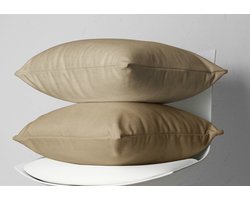 Set van 2 warme en zachte flanellen kussenslopen (kussensloop) effen TAUOE (lichtbruin) FLANEL voor standaard hoofdkussen (op bed) 60 x 70 cm (aangenaam beddengoed slaapkamer)