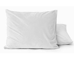Set van 2 warme en zachte flanellen kussenslopen (kussensloop) effen WIT FLANEL voor standaard hoofdkussen (op bed) 60 x 70 cm (aangenaam beddengoed winter, cadeau Sint & Kerst!)