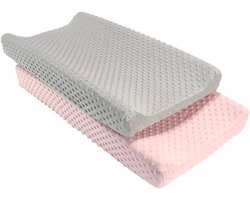 Set van 2 waterdichte aankleedkussen hoezen voor baby's in grijs en roze, ademend materiaal en eenvoudig schoon te maken voor extra comfort en hygiëne