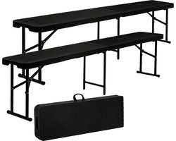Set van 2: Weerbestendige Bierbank voor Buiten - 184x30x43 Inklapbare Tuin Bierbank van Kunststof