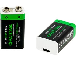 Set van 2 x 9V oplaadbare batterijen, met USB-C aansluiting
