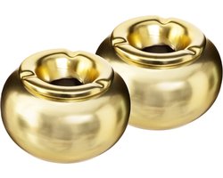Set van 2 x Terras asbakken goud kleur Ø 14 cm - Buiten asbakken - Keramisch - stormasbakken