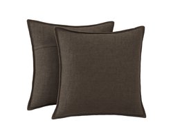 Set van 2 Zachte Decoratieve Kussenhoezen voor Bank of Slaapkamer, Donker Taupe, 65 x 65 cm