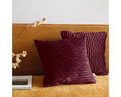 Set van 2 Zachte Fluweel Kussenslopen 45x45 cm Golven Sierkussenhoezen Vierkant