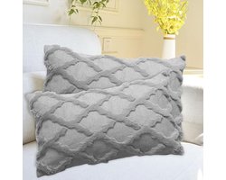 Set van 2 zachte kussenhoezen van pluche voor bank en bed - Decoratieve sierkussenhoezen met verborgen ritssluiting