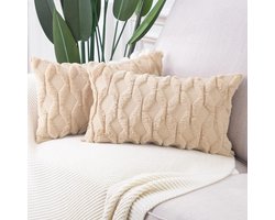 Set van 2 zachte pluch korte wol fluweel decoratieve kussen deksels luxe stijl kussen deksel voor bank slaapkamer 30x50cm