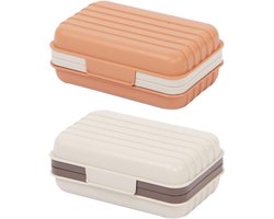 Set van 2 zeepdoos - Zeepbakjes met deksels - zeepbakje douche- zeepdoosje reis- Gemaakt van PP-materiaal - 12cm*7.6cm*5cm