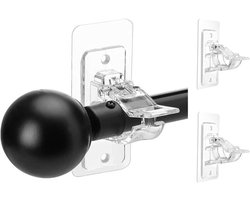 Set van 2 Zelfklevende Gordijnroedes - Geen Boren - Transparante Nagelloze Plastic Gordijnhouders voor Badkamer - Keuken en Woonkamer met Sterke Hechtingskracht